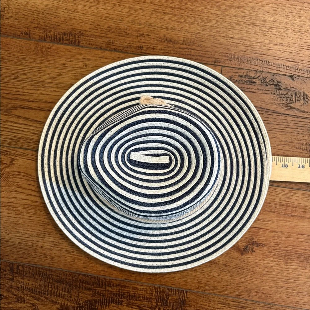 Permanent Vacation Navy & White Striped Straw Sun Hat - One Size